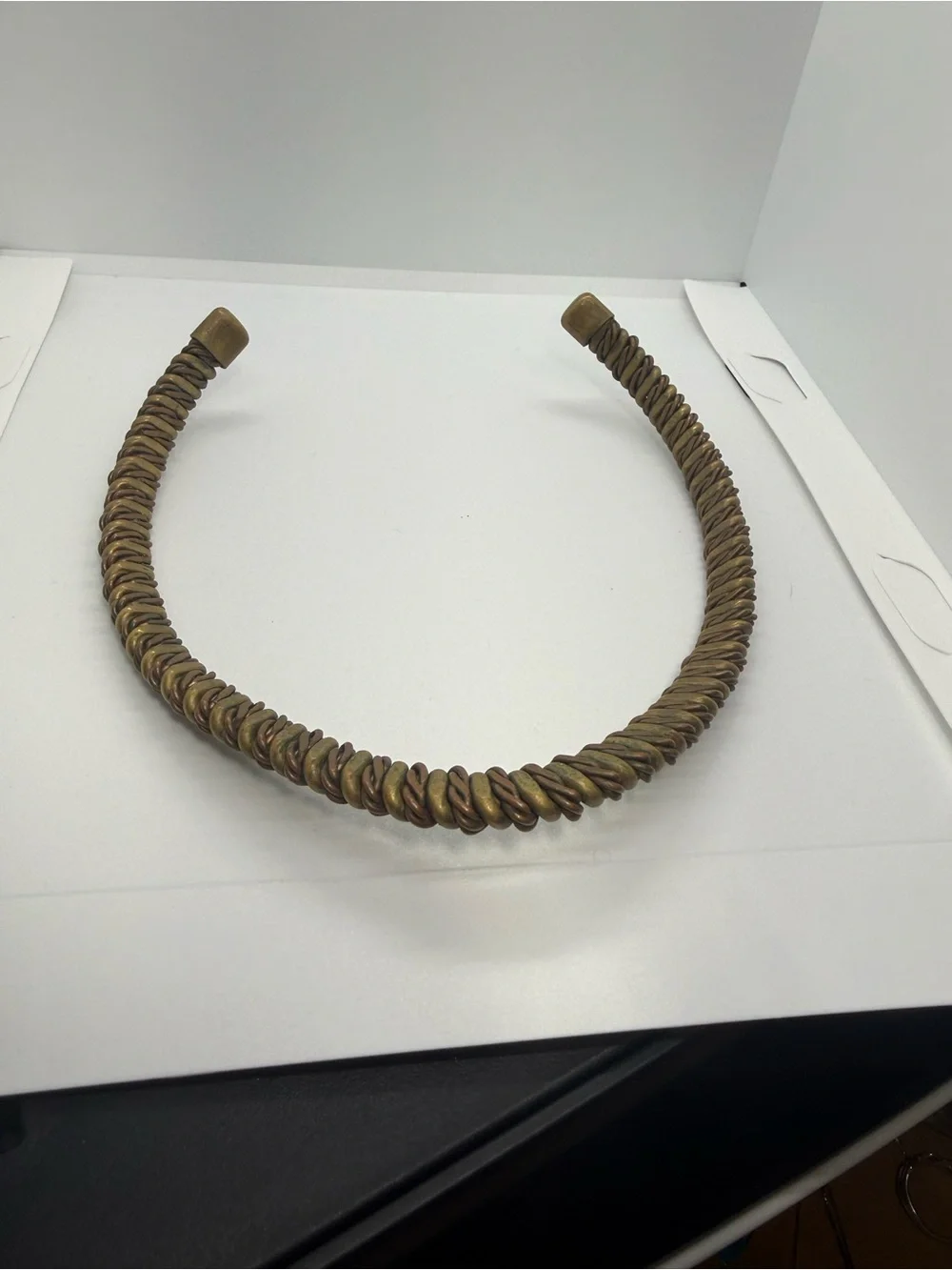 Vintage Heavy Brass Copper Tone Coil Collar Statement Necklace